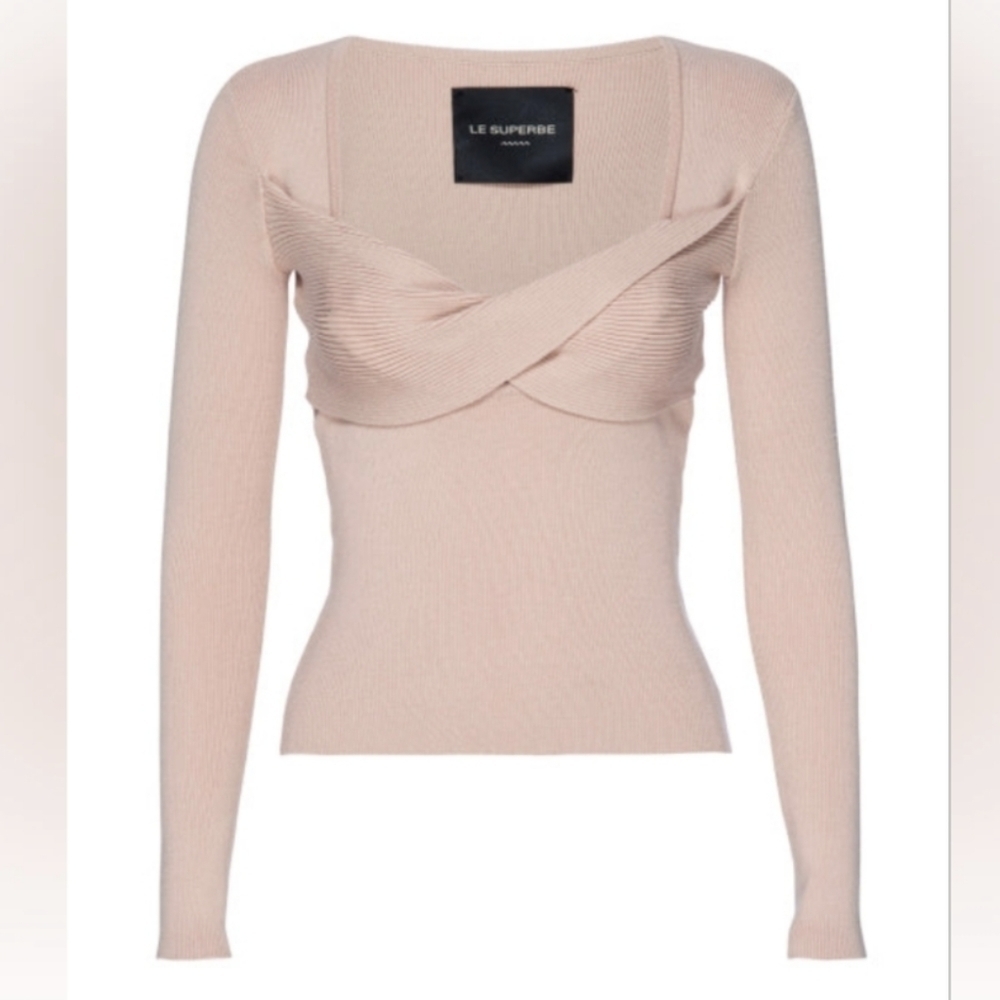 Revolve Le Superbe Twisted Sister Top Shimmery Blush Pink Size Small NWT